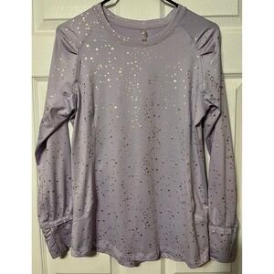 MTA Sport Womens Lavender Purple Gold Foil Star Long Sleeve Thumbhole Top M